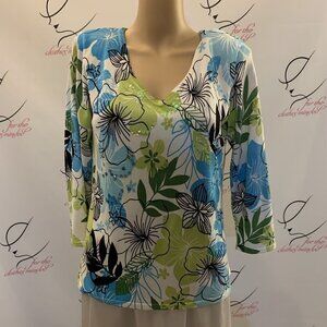 CDP & Co. Size M. Beaded Rayon/Nylon Knit Pullover. 3/4 Sleeve. B68.